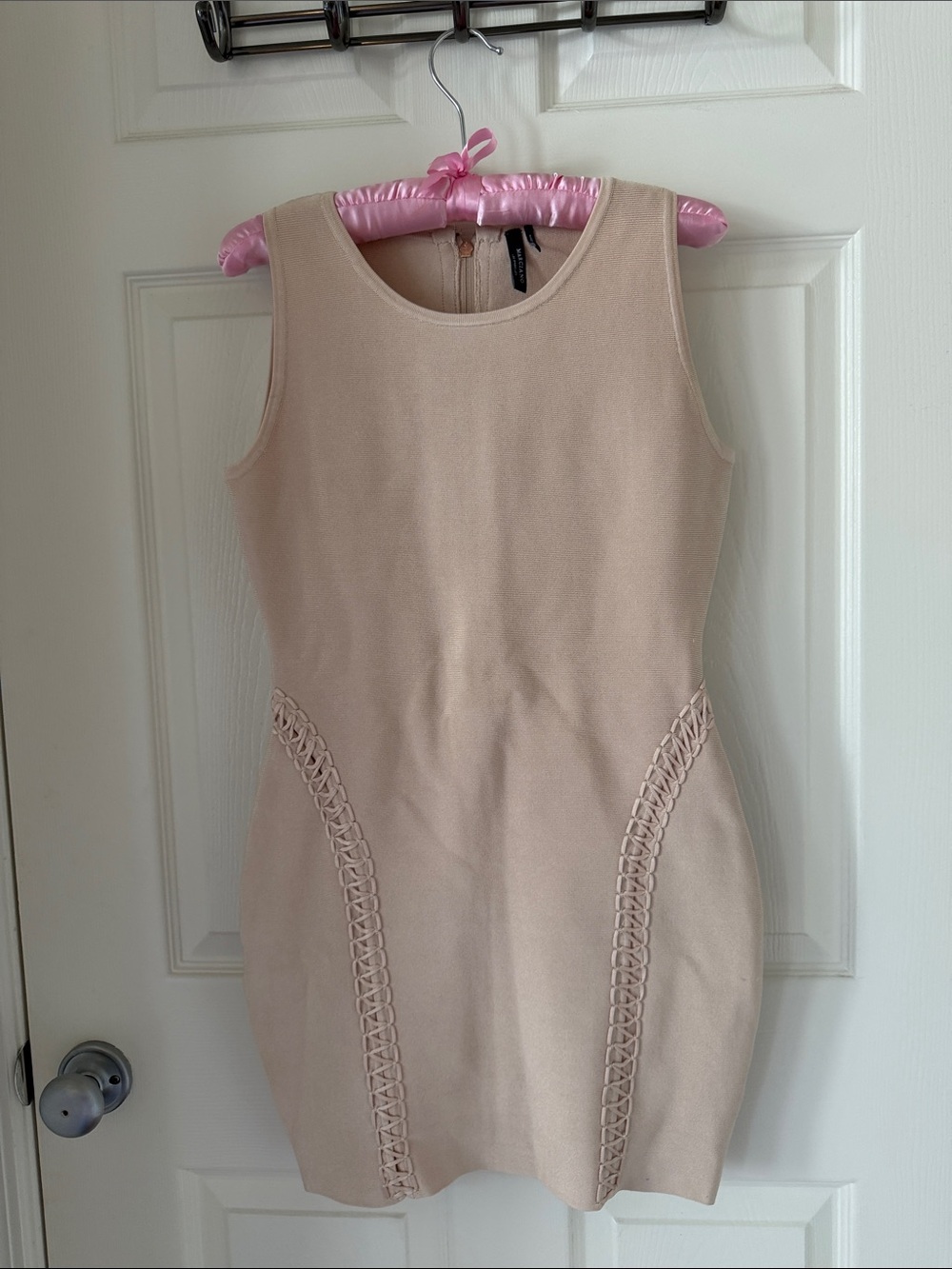 Sleeveless Nude Beige Lace-Trim MARCIANO Bodycon Dress